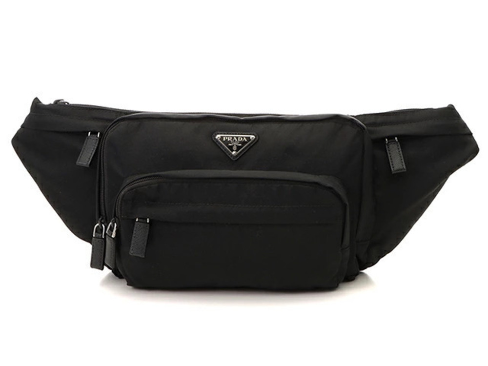 Prada Body Waist Crossbody bag TESSUTO MONTAGN NERO black waist pouch